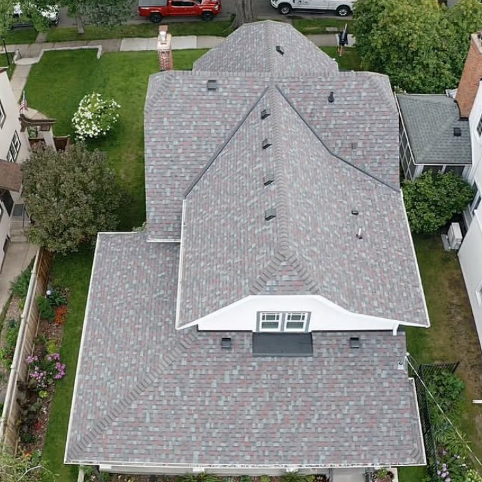 A finished Stoneridge roof seen from above